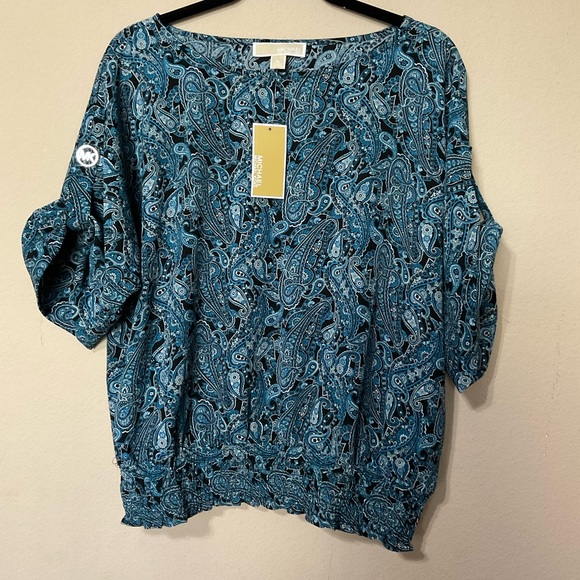 G - Michael Kors Blue Printed Top - Picture 1 of 4